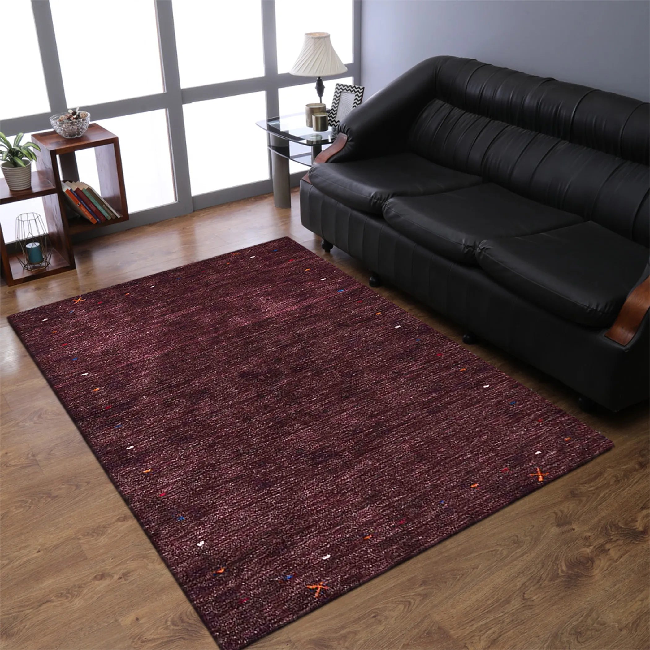 Rugsotic Carpets Hand Knotted Loom Silk Mix Area Rug Contemporary