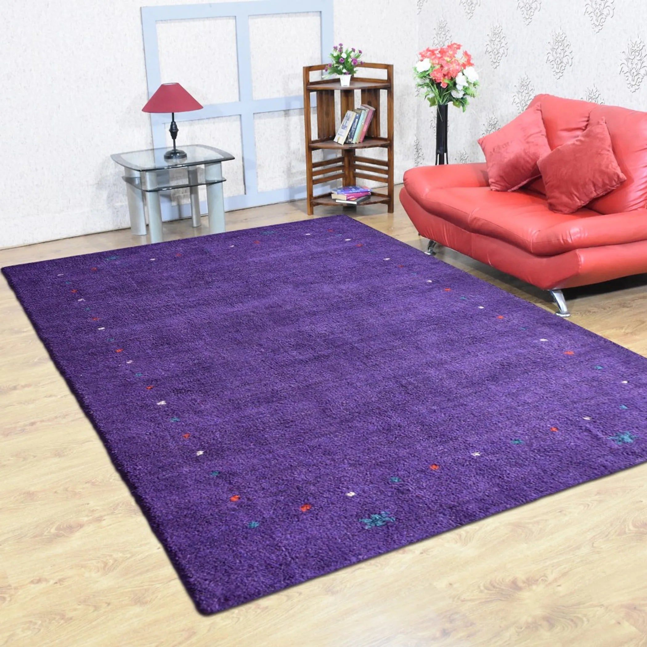 Rugsotic Carpets Hand Knotted Loom Silk Mix Area Rug Contemporary