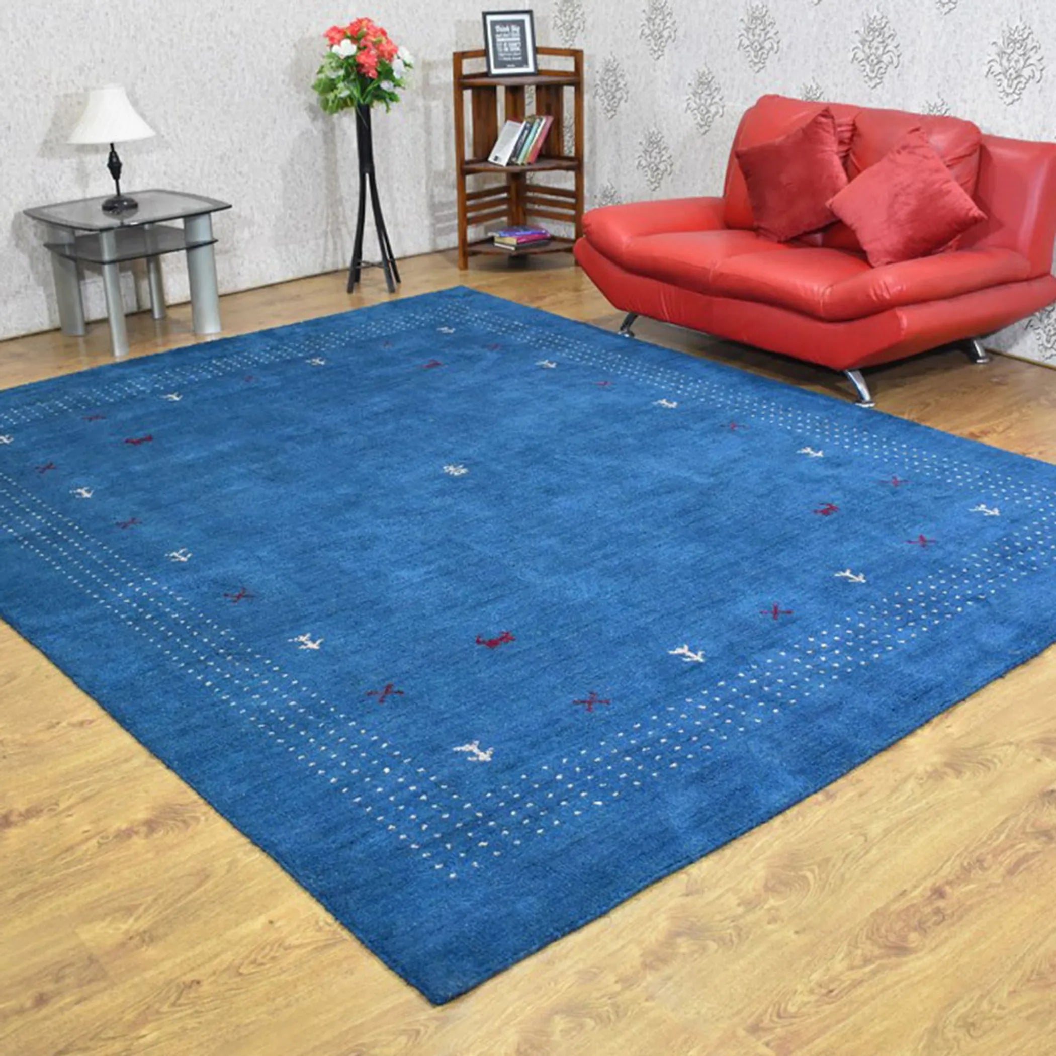 Rugsotic Carpets Hand Knotted Loom Silk Mix Area Rug Contemporary