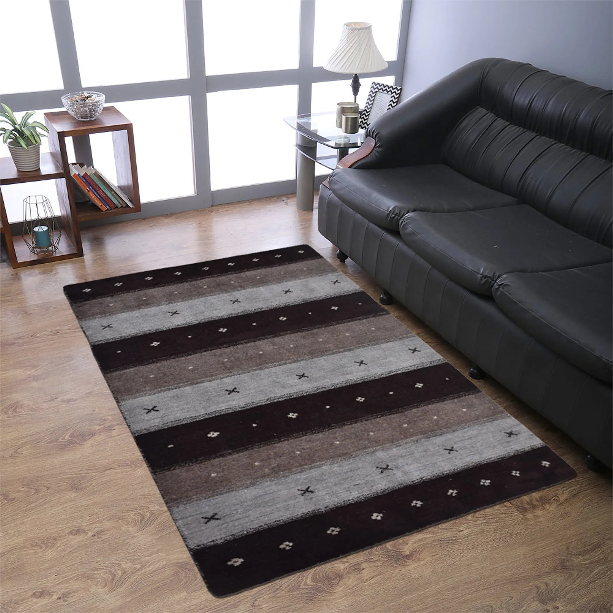 Rugsotic Carpets Hand Knotted Loom Silk Mix Area Rug Contemporary