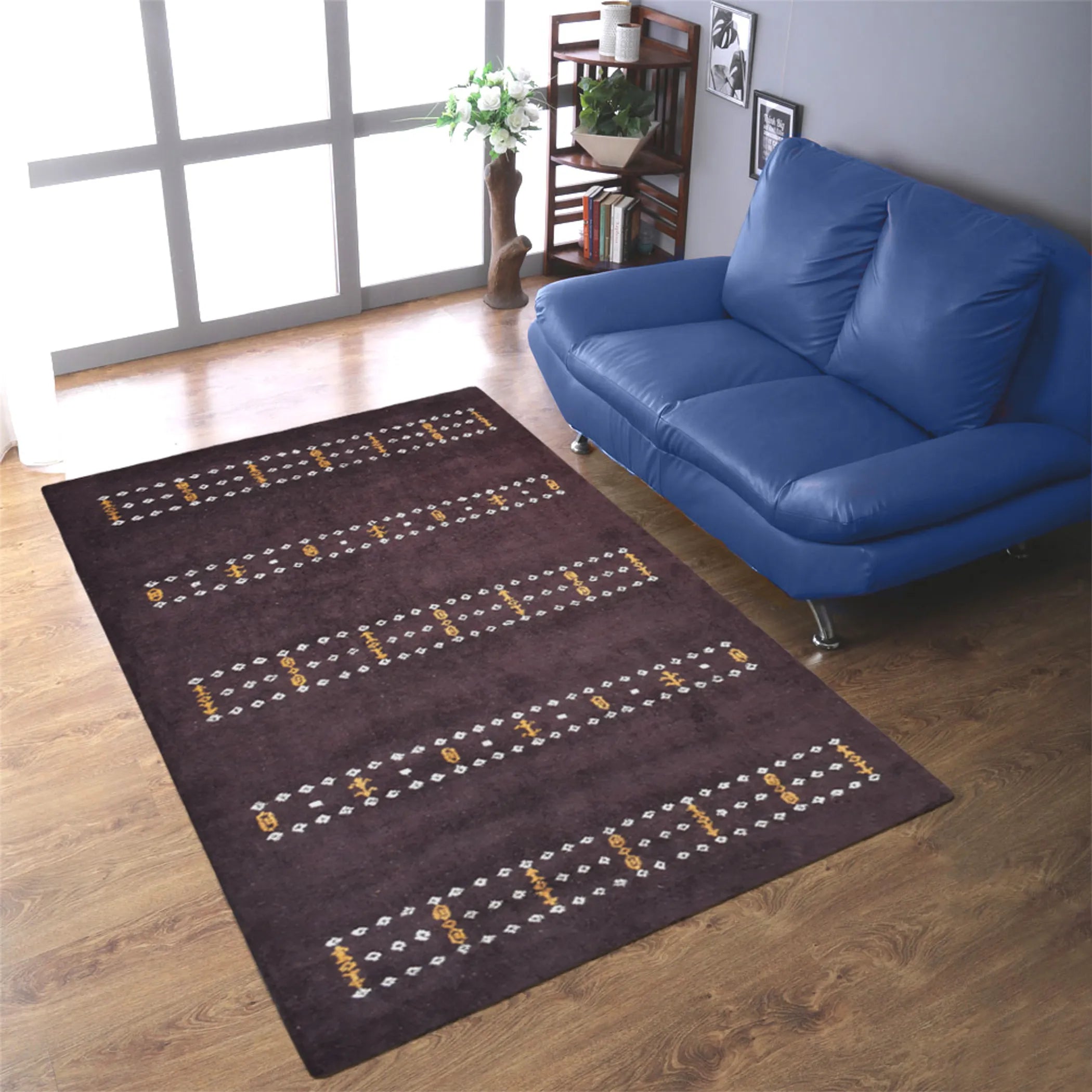 Rugsotic Carpets Hand Knotted Loom Silk Mix Area Rug Contemporary