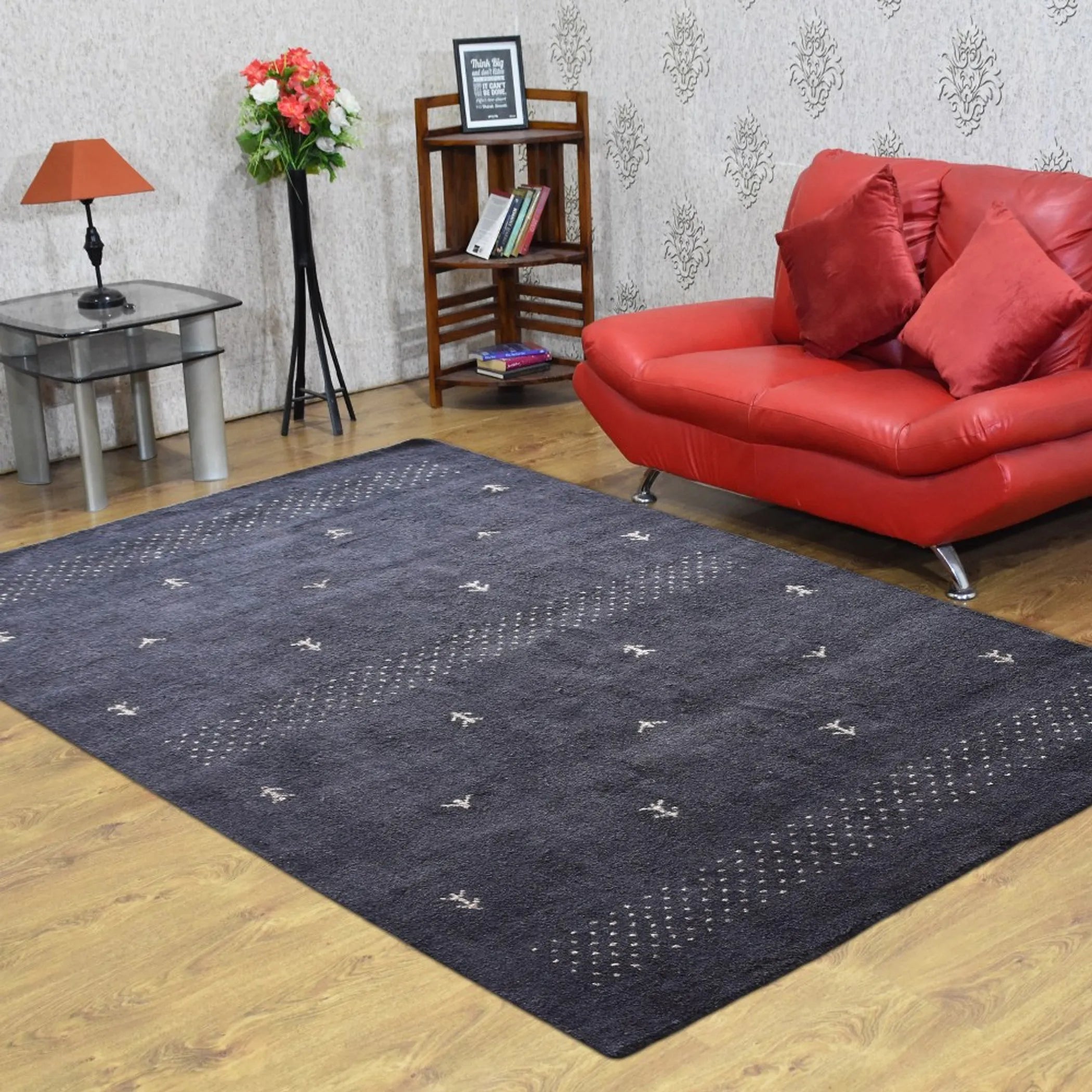 Rugsotic Carpets Hand Knotted Loom Silk Mix Area Rug Contemporary