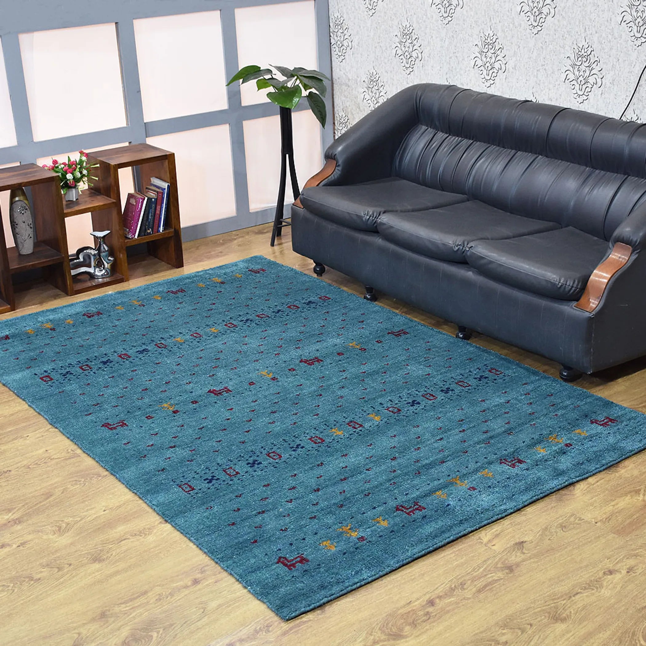 Rugsotic Carpets Hand Knotted Loom Silk Mix Area Rug Contemporary