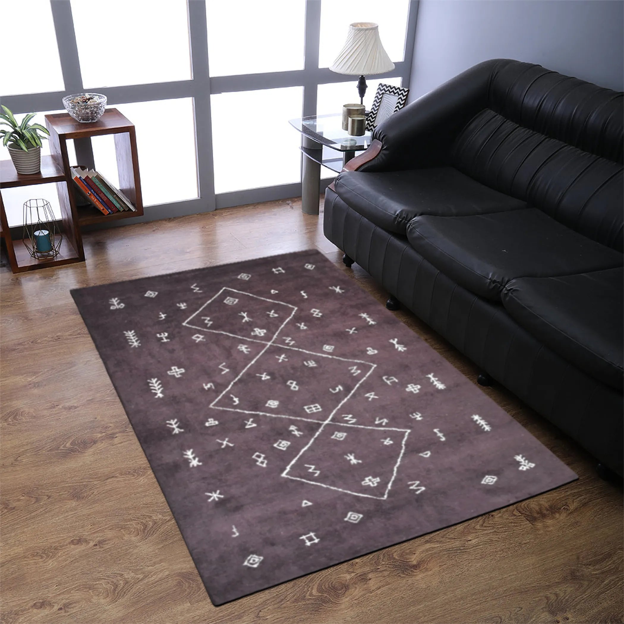 Rugsotic Carpets Hand Knotted Loom Silk Mix Area Rug Contemporary