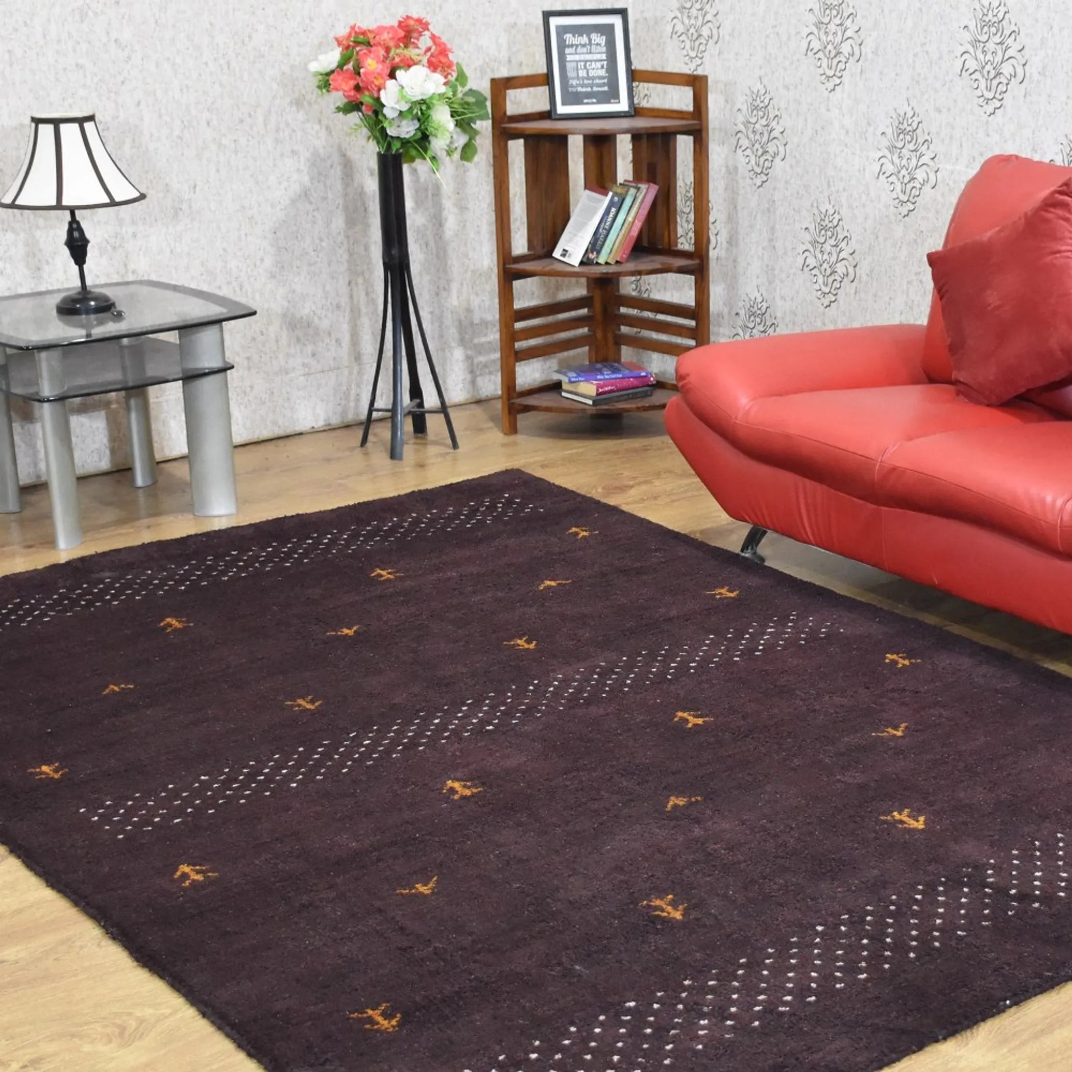 Rugsotic Carpets Hand Knotted Loom Silk Mix Area Rug Contemporary