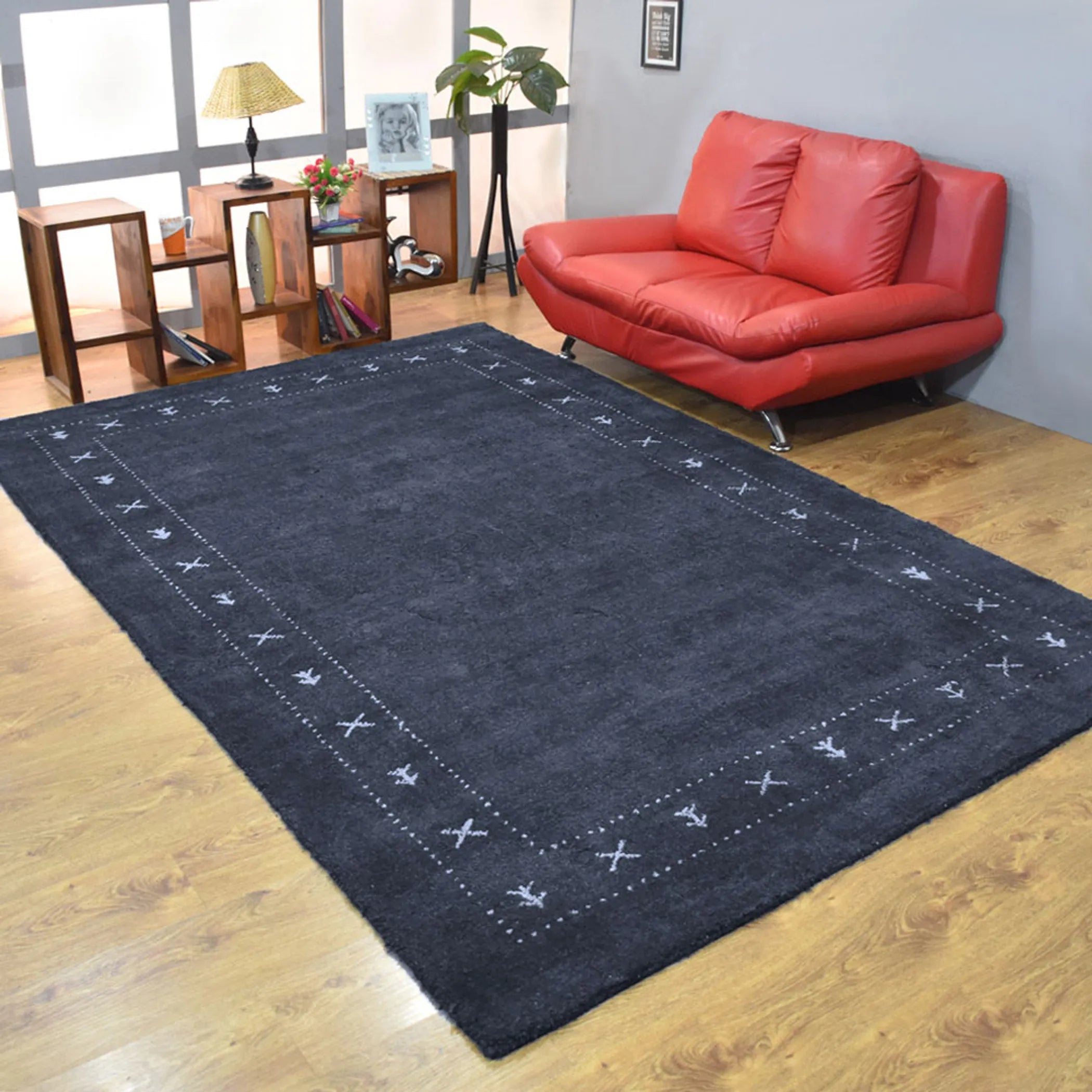 Rugsotic Carpets Hand Knotted Loom Silk Mix Area Rug Contemporary