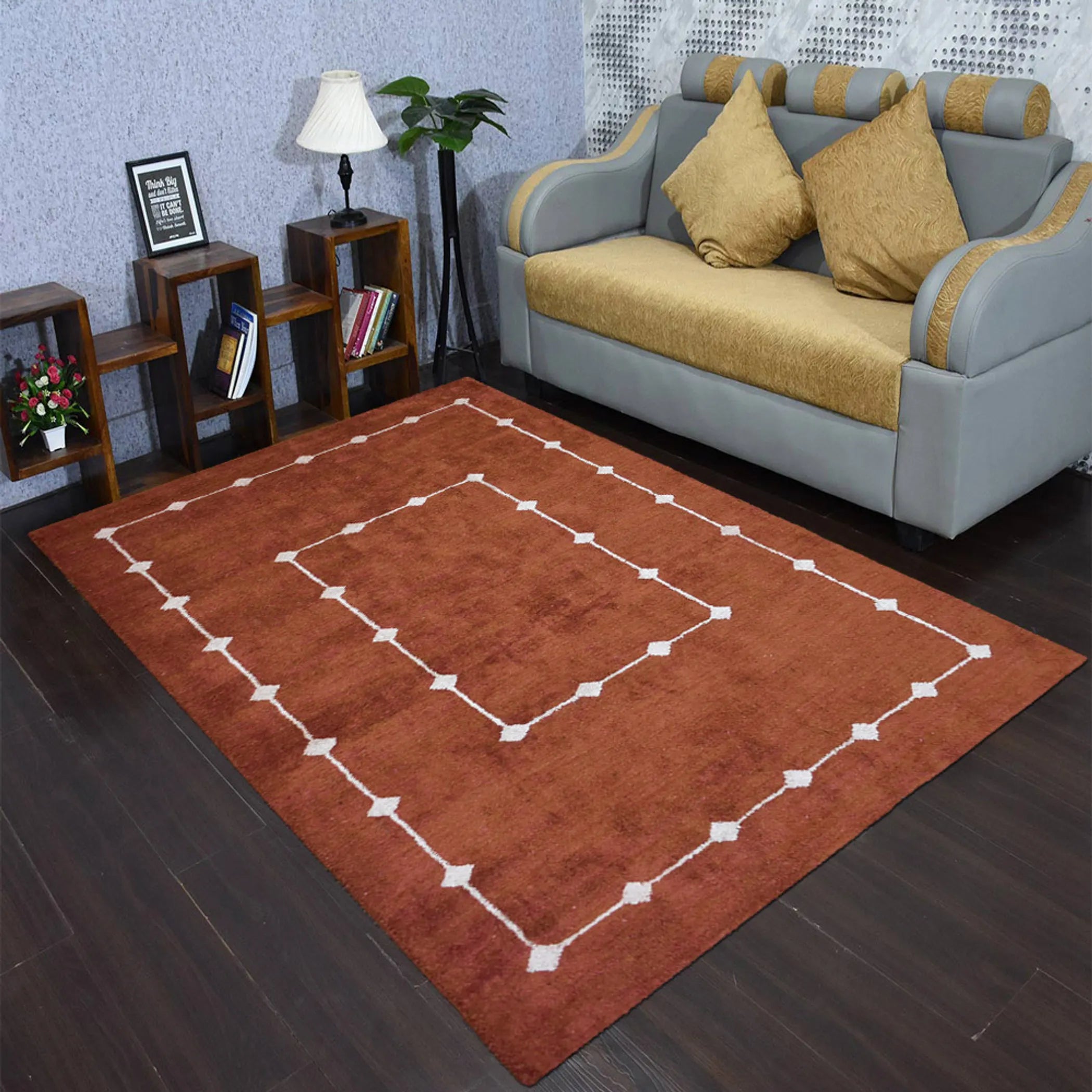 Rugsotic Carpets Hand Knotted Loom Silk Mix Area Rug Contemporary