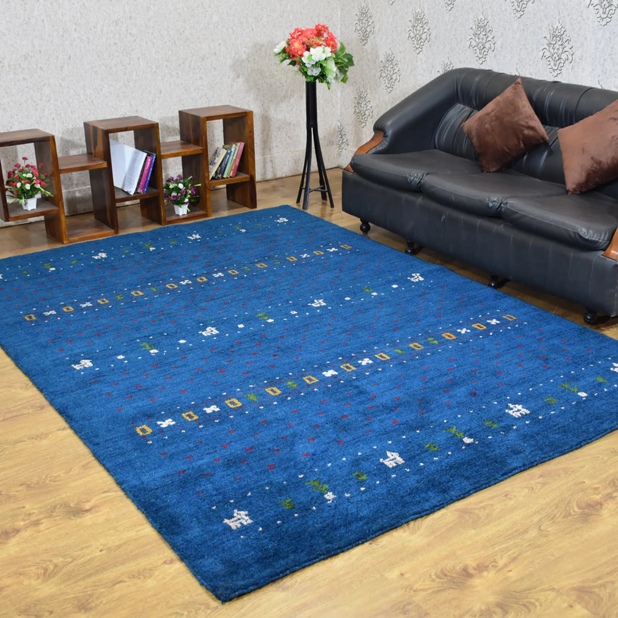 Rugsotic Carpets Hand Knotted Loom Silk Mix Area Rug Contemporary