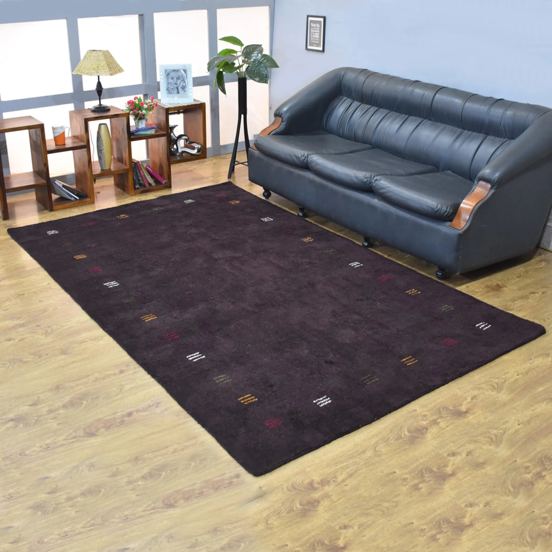 Rugsotic Carpets Hand Knotted Loom Silk Mix Area Rug Contemporary