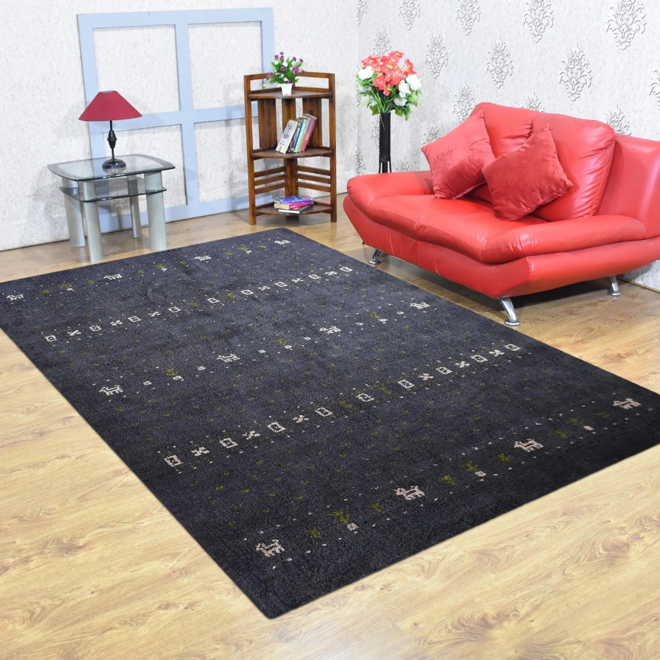 Rugsotic Carpets Hand Knotted Loom Silk Mix Area Rug Contemporary