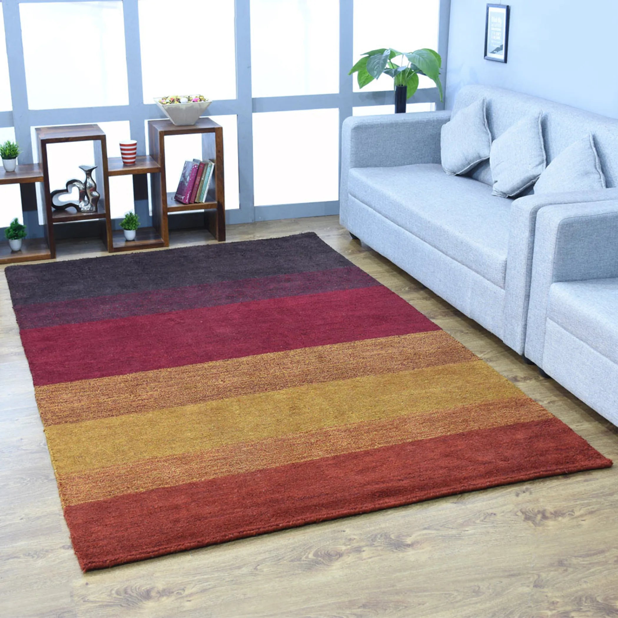 Rugsotic Carpets Hand Knotted Loom Silk Mix Area Rug Contemporary