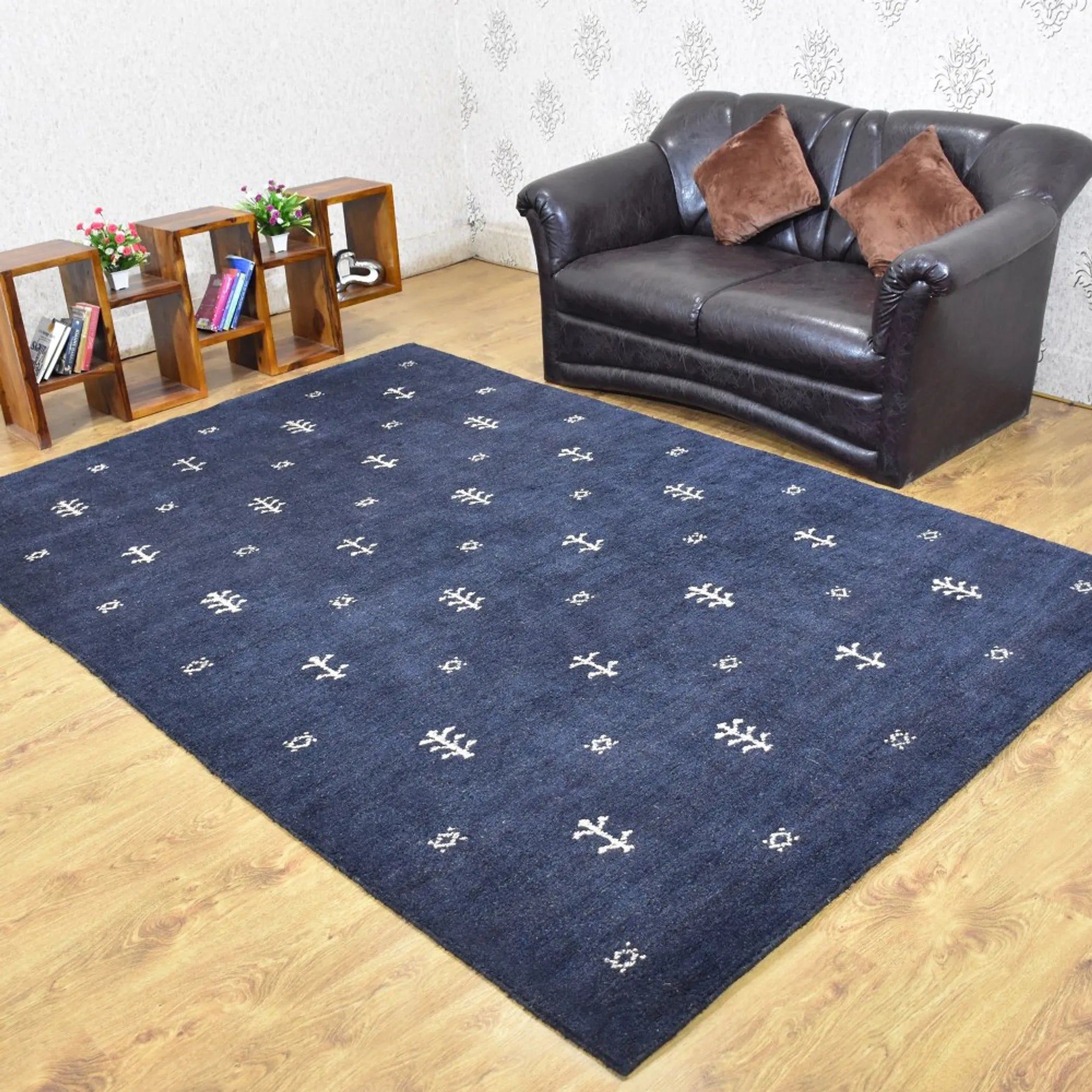 Rugsotic Carpets Hand Knotted Loom Silk Mix Area Rug Contemporary