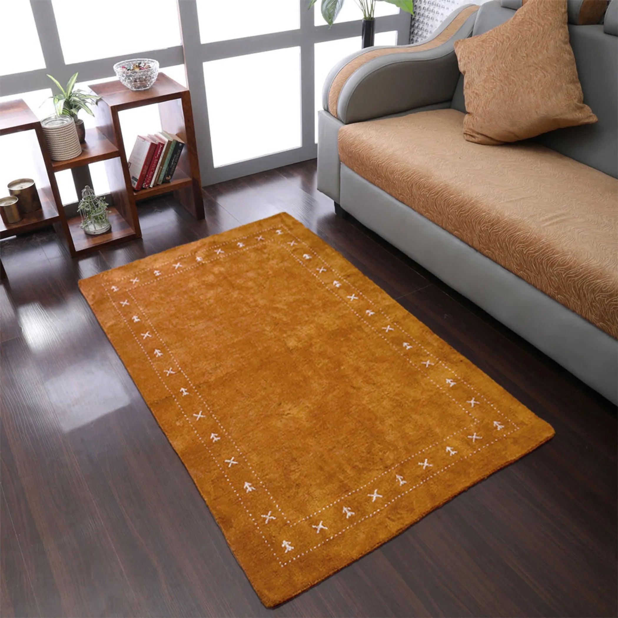 Rugsotic Carpets Hand Knotted Loom Silk Mix Area Rug Contemporary