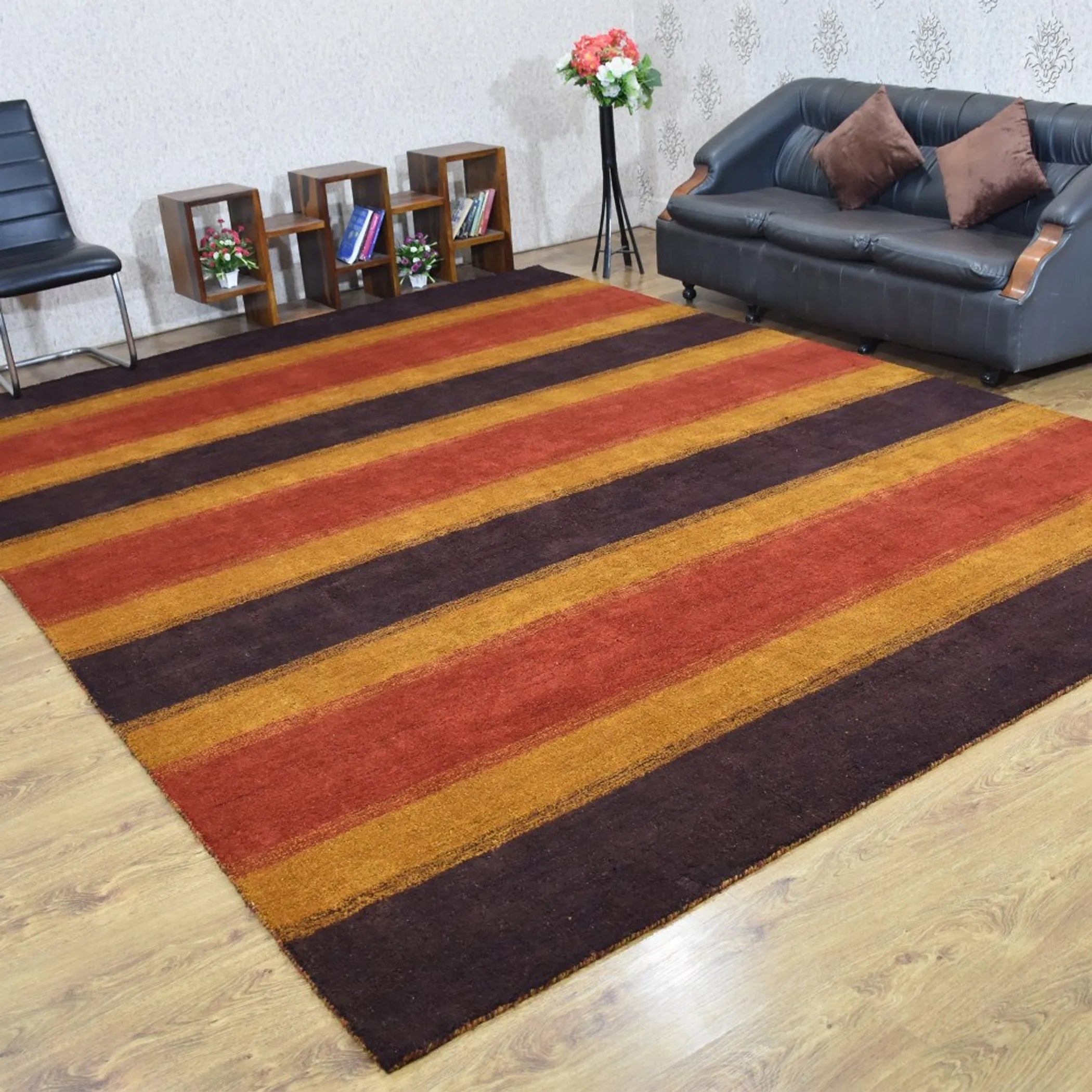 Rugsotic Carpets Hand Knotted Loom Silk Mix Area Rug Contemporary