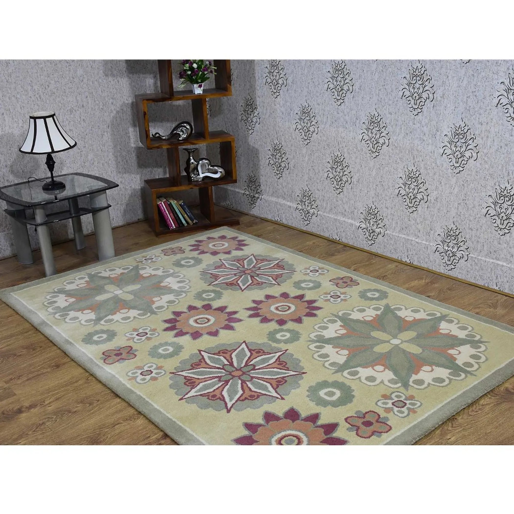 Rugsotic Carpets Hand Tufted Wool Area Rug Floral