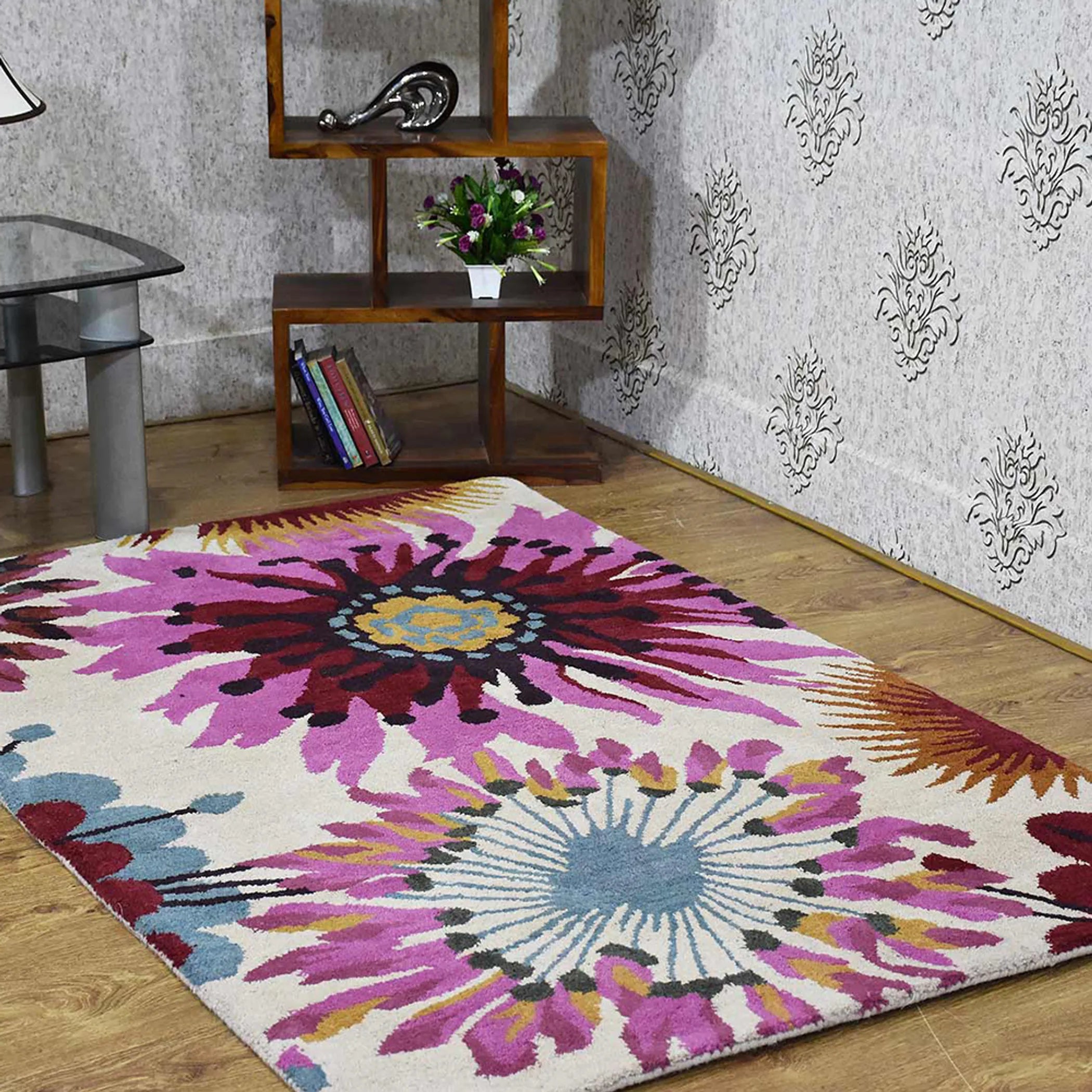 Rugsotic Carpets Hand Tufted Wool Area Rug Floral