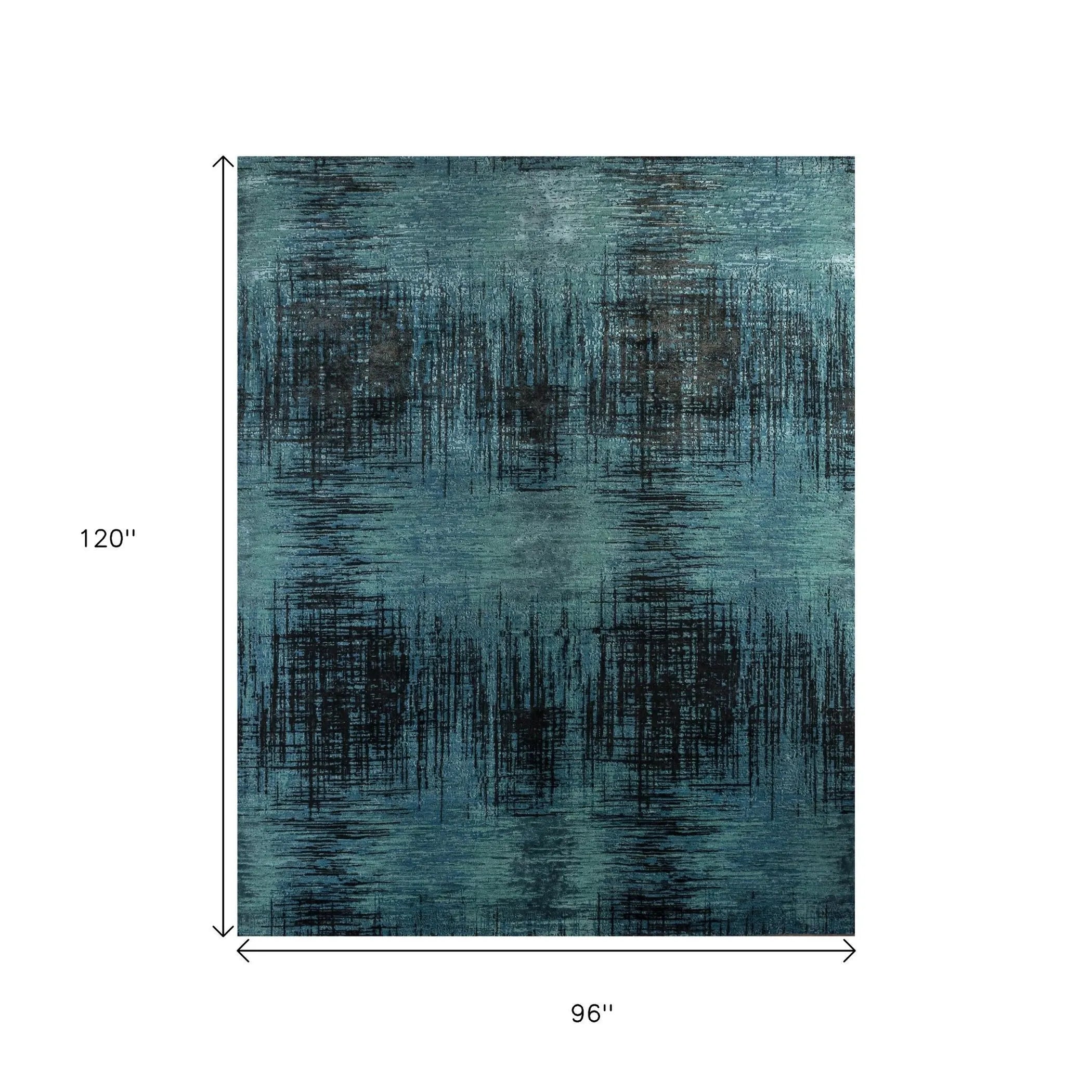 8' X 10' Blue Abstract Hand Knotted Area Rug