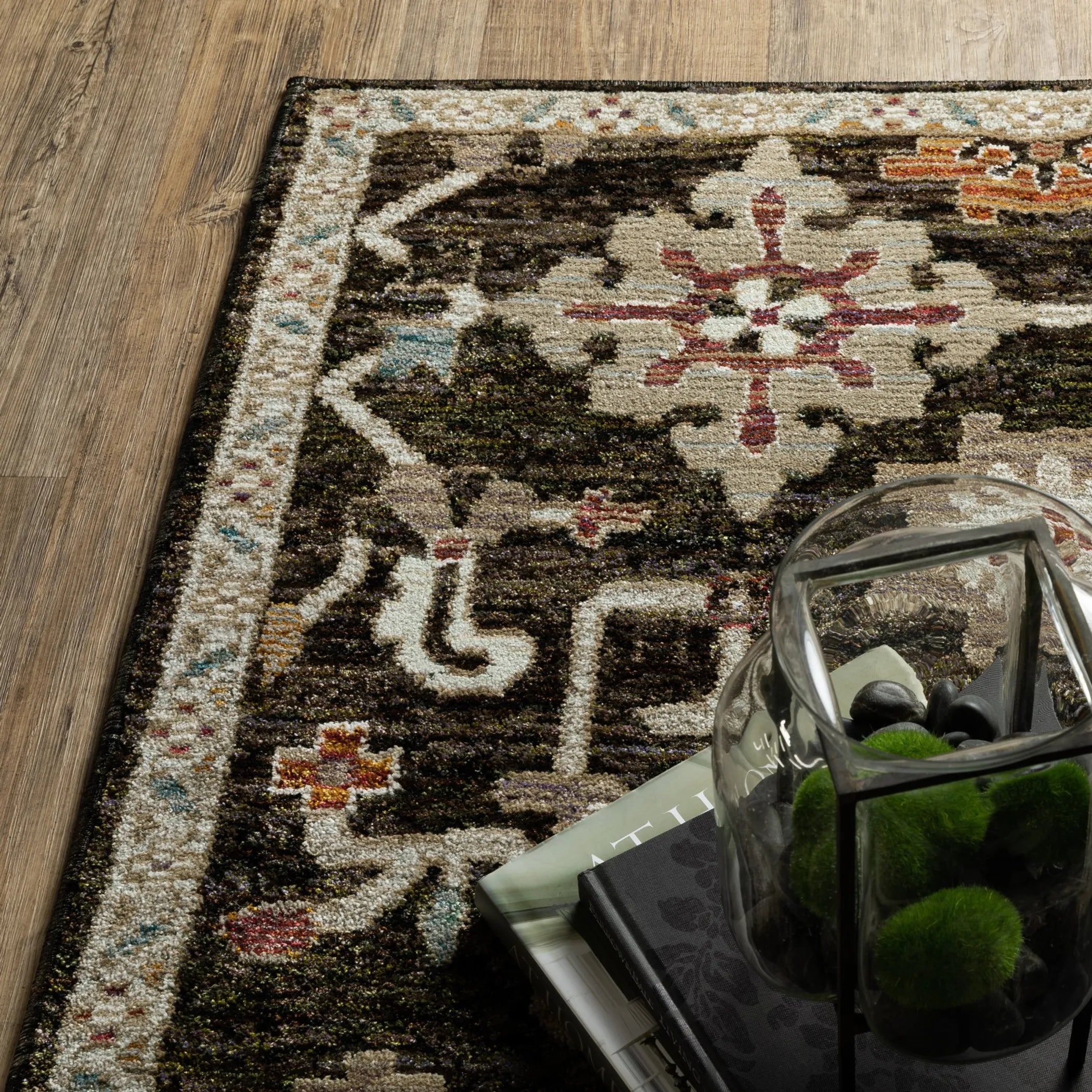 3' X 5' Brown Black And Tan Oriental Area Rug